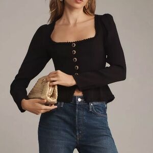 Reformation Black Button-Up Blouse